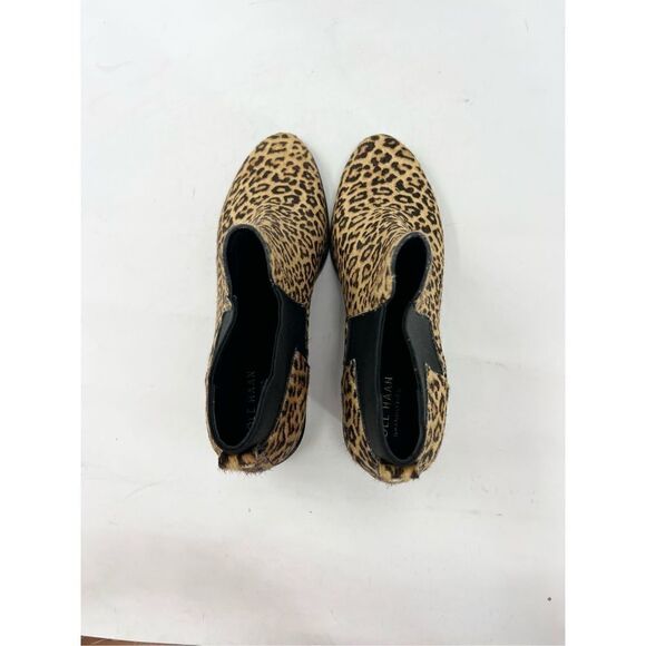 Cole Haan Chelsea Booties Women's 7.5B Calf Hair Leopard Print Ankle Almond Toe - Picture 9 of 11